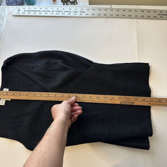 Vtg Black Sleeveless Wrap Tank Top Y2K Medium Metallic Evening Womens - Picture 5 of 7